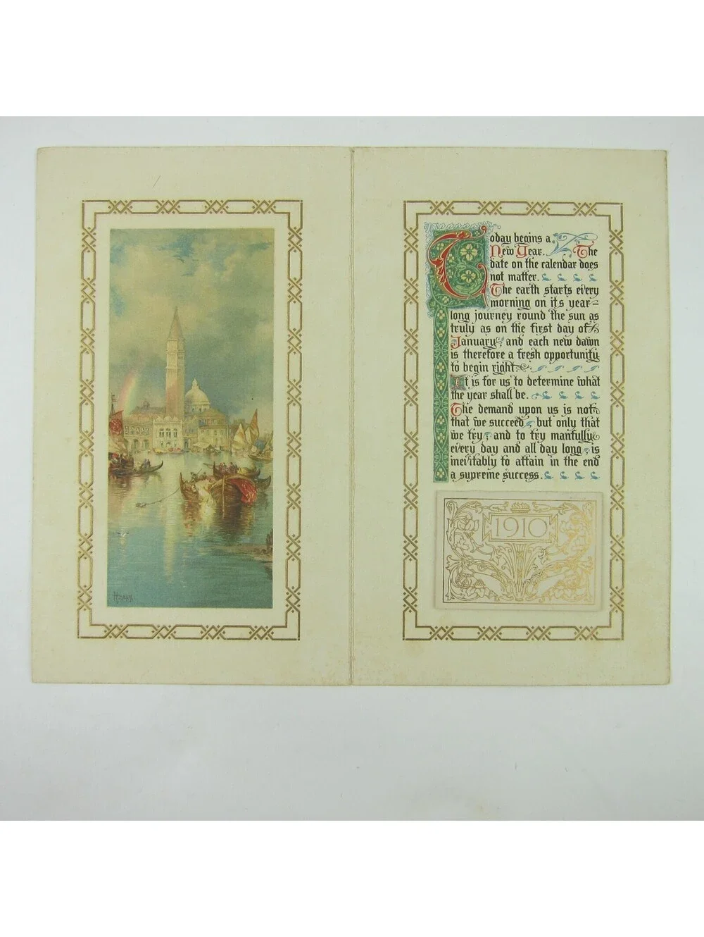 Youth’s Companion 1910 Calendar Perry Mason Co. Venice Boats Moran Art Antique